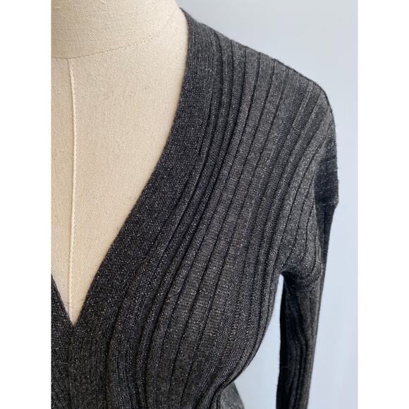 ALYSI Grey Metallic Oversized Open Front Long Lightweight Jacket Cardigan Size S - Picture 3 of 8